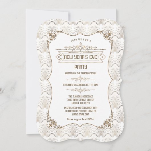 Invitation Royal Gold Fleur-de-lis Art déco fête du Nouvel An (Devant)