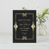 Invitation Royal Gold Fleur-de-lis Art Déco Mariage des année (Debout devant)