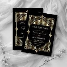 Royal Gold Fleur de lis Great Gatsby Mariage