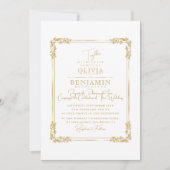 Invitation Royal Gold Frame florales & Golden Dark Mariage en (Devant)