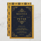 Invitation Royal Gold Glitter  Wedding (Devant / Derrière)