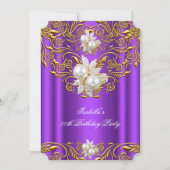 Invitation Royal Gold sur Purple Pearl Élégante fête d'annive (Devant)