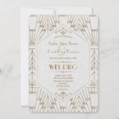 Invitation Royal Gold White Great Gatsby 1920 Mariage (Devant)