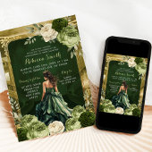 Invitation Royal Grand Palace Sage & Hunter Green Mis Quince