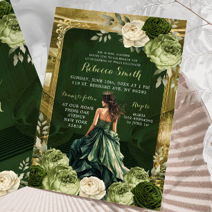 Invitation Royal Grand Palace Sage & Hunter Green Mis Quince