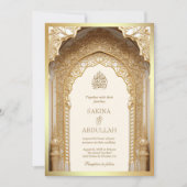 Invitation Royal Islamic Arch Cream Gold Mariage musulman (Devant)