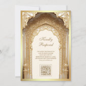 Invitation Royal Islamic Arch Cream Gold Mariage musulman (Dos)