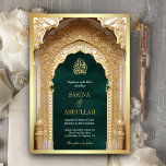 Invitation Royal Islamic Arch Emerald Gold Mariage musulman<br><div class="desc">Éblouissez vos invités avec cette élégante invitation de mariage islamique avec une belle arche avec des détails complexes et une typographie moderne avec QR Code pour RSVP ou ajoutez votre URL de lieu de rendez-vous pour aider vos invités à localiser votre lieu de mariage plus rapidement. Ajoutez simplement les détails...</div>