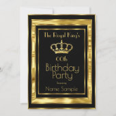 Invitation Royal King Mans fête d'anniversaire Black Gold Cro (Devant)