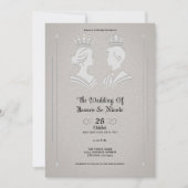 Invitation Royal King & Queen Grey Mariage moderne (Devant)