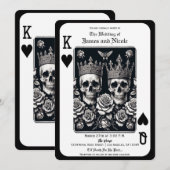 Invitation Royal King & Queen of Hearts Skuls & Roses (Devant / Derrière)