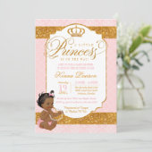 Invitation Royal Little Princess Baby shower rose et or (Debout devant)