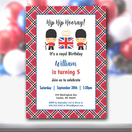 Invitation Royal London Guards British Tartan Boy Anniversair