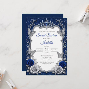 Invitation Royal Luxe Bleu Argent Sweet 16