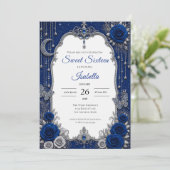 Invitation Royal Luxe Bleu Argent Sweet 16 (Debout devant)