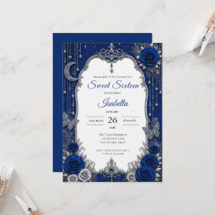 Invitation Royal Luxe Bleu Argent Sweet 16
