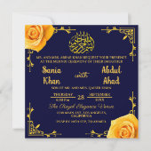 Invitation Royal Mehndi Yellow Rose Mariage musulman islamiqu (Devant)