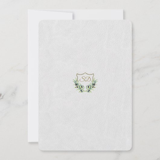 Invitation Royal Monogram Gold Crest Mariage de verdure (Dos)
