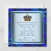 Invitation Royal Navy Blue Black Prince Baby Boy Douche (Dos)