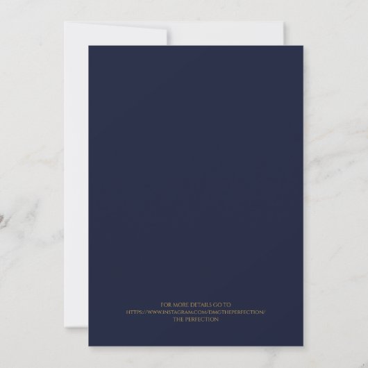 Invitation Royal Navy-Blue & Gold Enregistrer La Date Mariage (Dos)