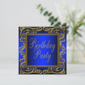 Invitation Royal Navy Blue Gold fête d'anniversaire (Debout devant)