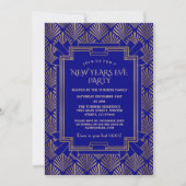 Invitation Royal Navy Blue Gold Great Gatsby Nouvel An (Devant)