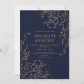 Invitation Royal Navy-Blue & Gold Mariage (Devant)