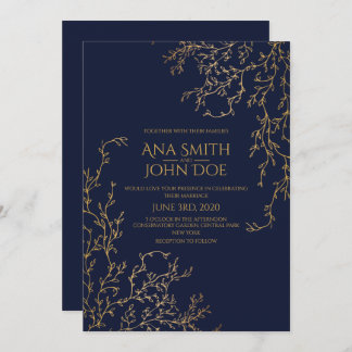 Invitation Royal Navy-Blue & Gold Mariage