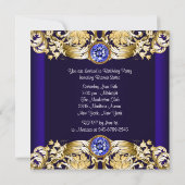 Invitation Royal Navy Blue Gold Womans fête d'anniversaire (Dos)