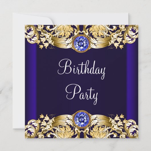 Invitation Royal Navy Blue Gold Womans fête d'anniversaire (Devant)