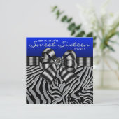 Invitation Royal Navy Blue Zebra Sweet 16 Anniversaire (Debout devant)
