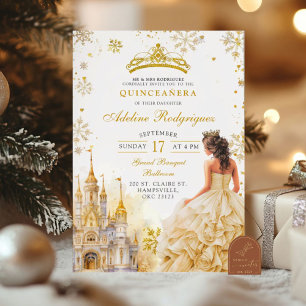 Invitation Royal Palace Gold Champagne Quinceanera Anniversai