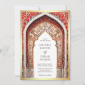 Invitation Royal Palace Red Arch Photo Mariage indien (Devant)
