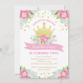 Invitation Royal Pink Gold Princess Anniversaire Floral (Devant)