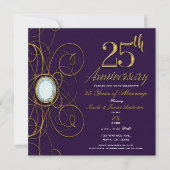 Invitation Royal Plum Purple Gold Diamond 25 25e anniversaire (Devant)