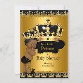 Invitation Royal Prince Baby shower Black Gold Ethnic (Devant)