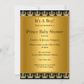 Invitation Royal Prince Baby shower Black Gold Ethnic (Dos)