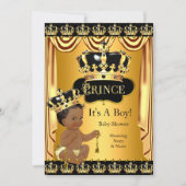 Invitation Royal Prince Baby shower Black Gold Ethnic Boy (Devant)