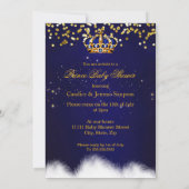 Invitation Royal Prince Baby Shower Blue Gold Crib Glitter (Dos)