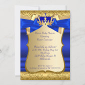 Invitation Royal Prince Baby shower Blue Gold Damask Ethnic (Dos)
