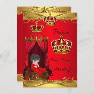 Invitation Royal Prince Baby shower Boy Regal Red Crown