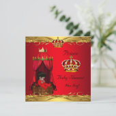 Invitation Royal Prince Baby shower Boy Regal Red Crown (Debout devant)