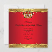 Invitation Royal Prince Baby shower Boy Regal Red Crown (Dos)