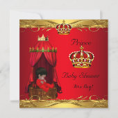 Invitation Royal Prince Baby shower Boy Regal Red Crown (Devant)