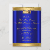 Invitation Royal Prince Boy Baby shower Bleu OR (Dos)