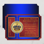 Invitation Royal Prince Boys Prince fête d'anniversaire (Devant / Derrière)