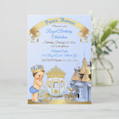 Invitation Royal Prince Castle Carriage Blue Gold Boy (Debout devant)