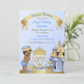 Invitation Royal Prince Castle Carriage Blue Gold Boy Photo (Debout devant)