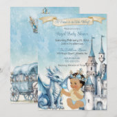 Invitation Royal Prince Castle Dragon Crown Blue Gold Boy (Devant / Derrière)