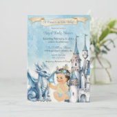Invitation Royal Prince Castle Dragon Crown Blue Gold Boy (Debout devant)